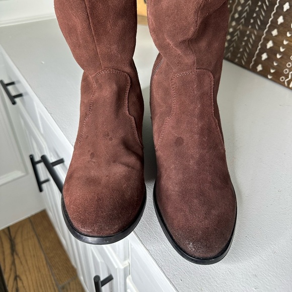 Free People Mahogany Suede Knee-High Fringe Maddox Boots -Size 41 US 10 - Picture 4 of 12